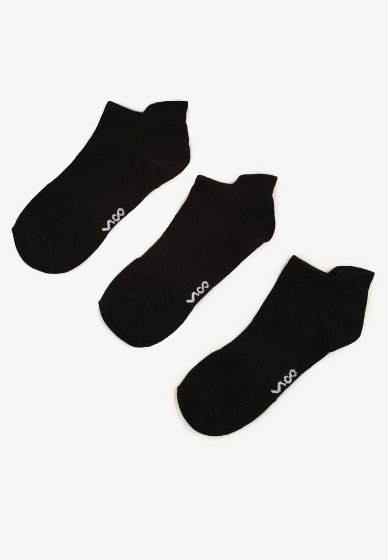Czarne Bawełniane Skarpety 3 Pack z Napisami Folindria