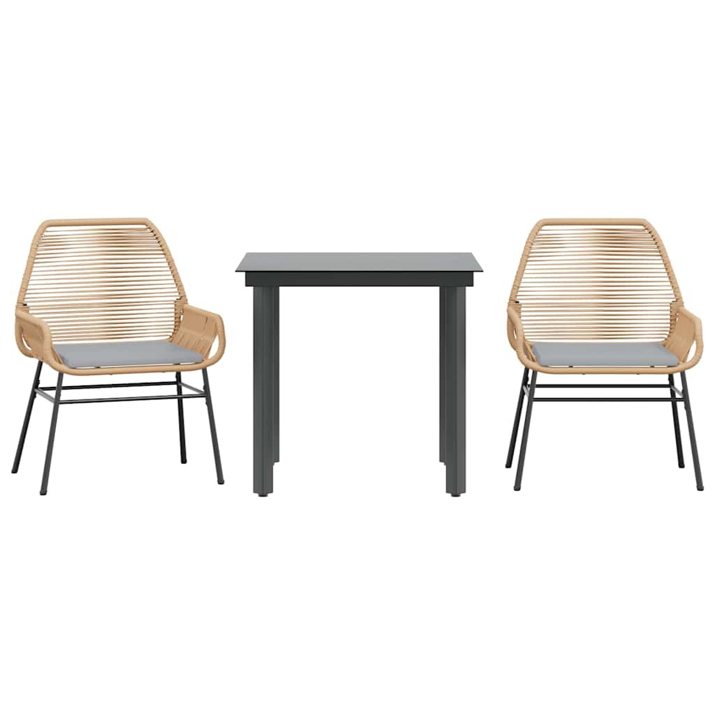 vidaXL 3-częściowy zestaw ogrodowy poduszkami brązowy polirattan szkło