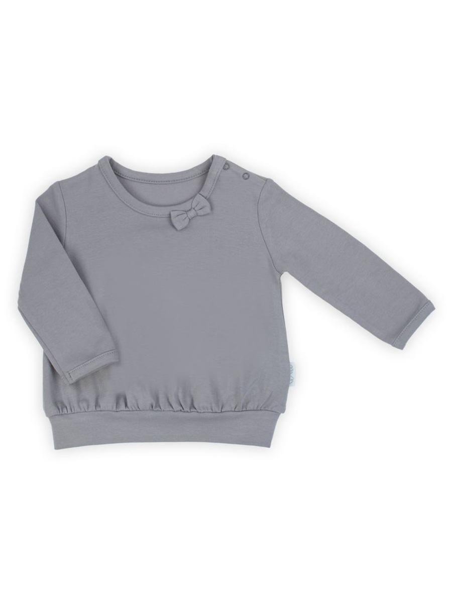 Dziewczęca bluzka z długim rękawem oraz kokardką grafitowa Nicol,r.116