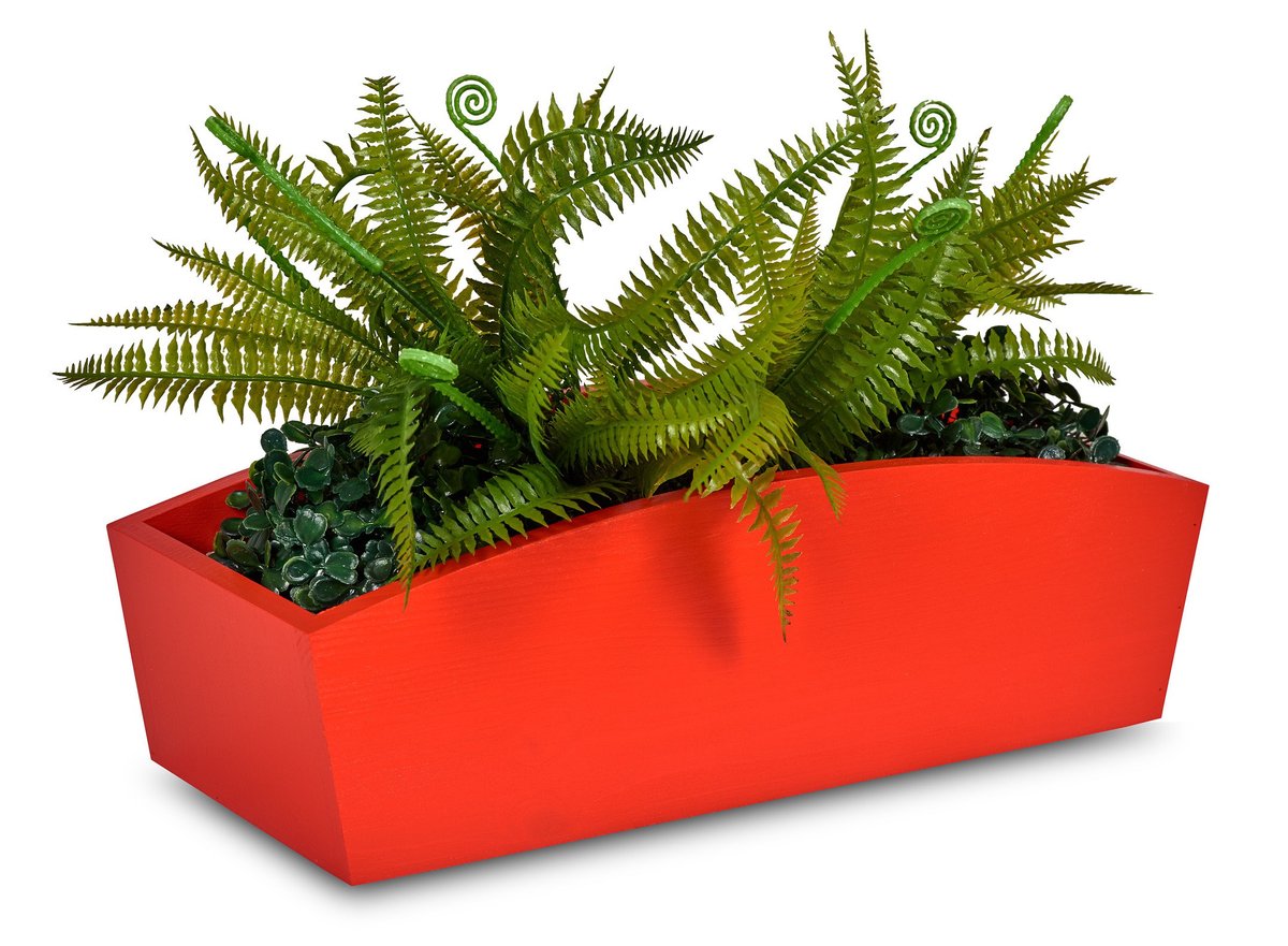 Doniczka drewniana 34x13x10 cm Czerwona