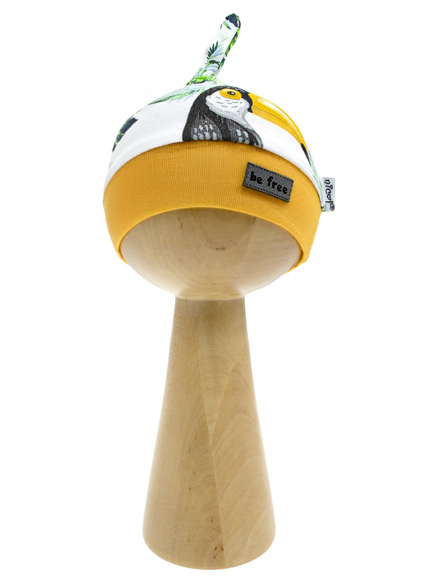 Niemowlęca czapka bawełniana w tukany biała Nicol,r.62