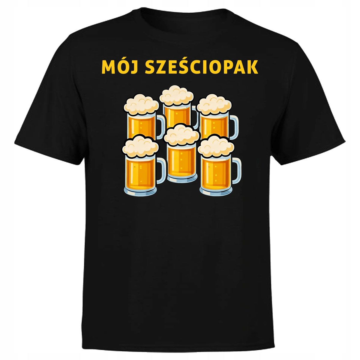 KOSZULKA MĘSKA Z NADRUKIEM NAPIS MÓJ SZEŚCIOPAK P*WO ŚMIESZNA PREZENT XL