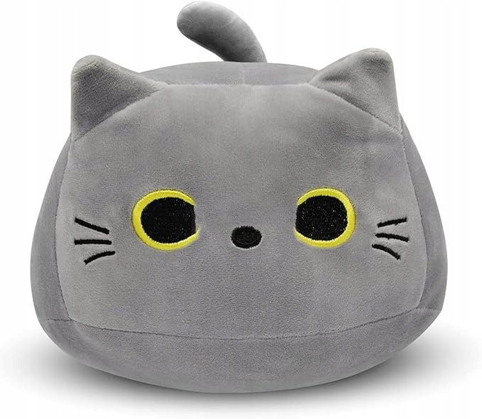 MIĘKKI OKRĄGŁY KOTEK PODUSZKA MASKOTKA PLUSZAK DLA DZIECI ROZMIAR L 35cm