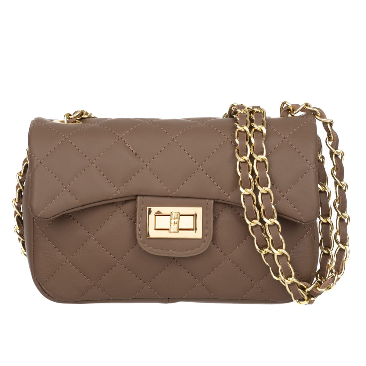 Torebka Pikowana Skórzana Vezze Festa Taupe