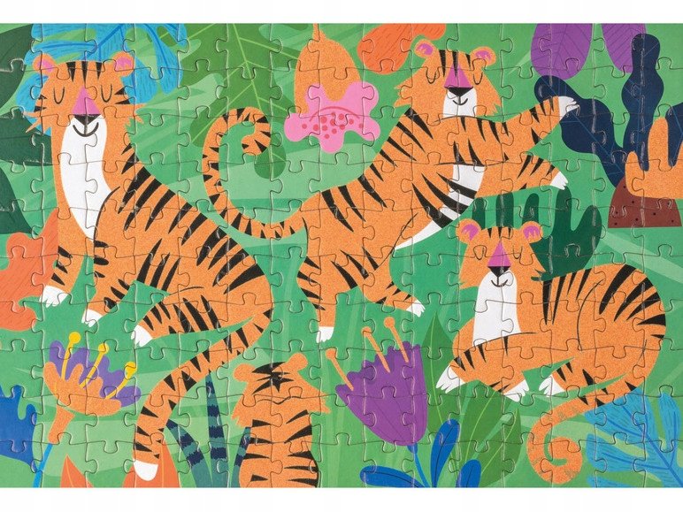 CRELANDO Puzzle do kolorowania 150 elementów tygrysy leniwce 36 x 24,3cm