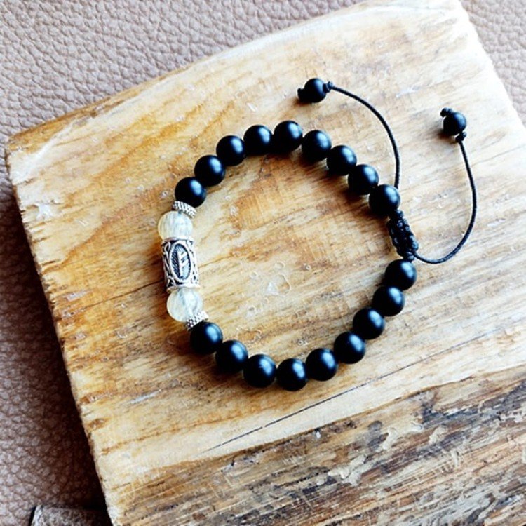 Twój Talizman Obfitości CYTRYN runa FEHU Bransoletka Męska /GiovanniDivine