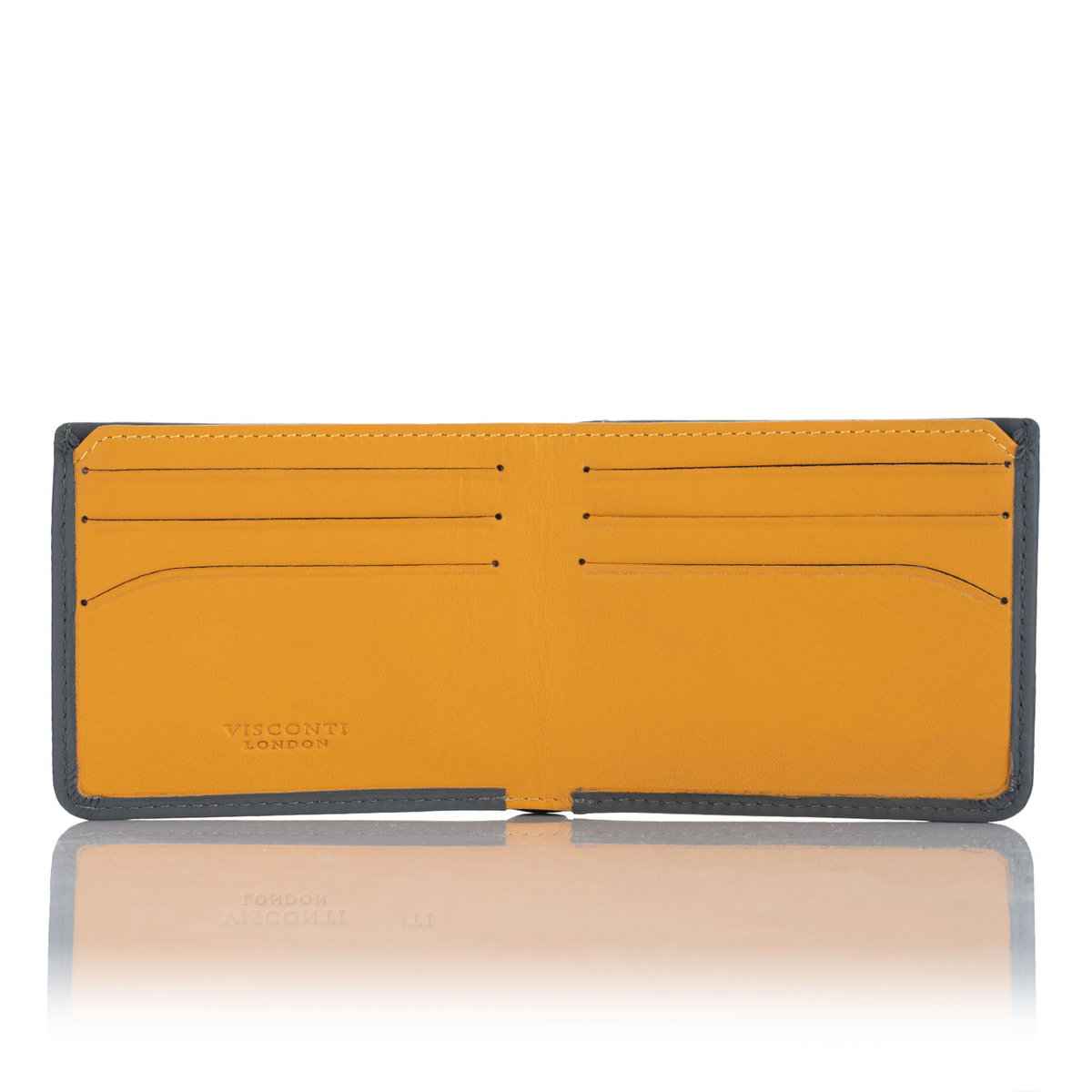 Cienka skórzana banknotówka męska Visconti VSL-42 z RFID - musztardowy