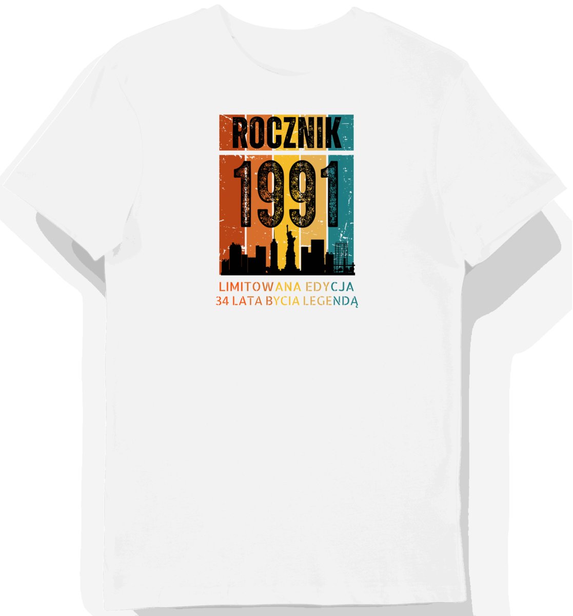 Koszulka męska biała 1991 urodziny 34 lat prezent L