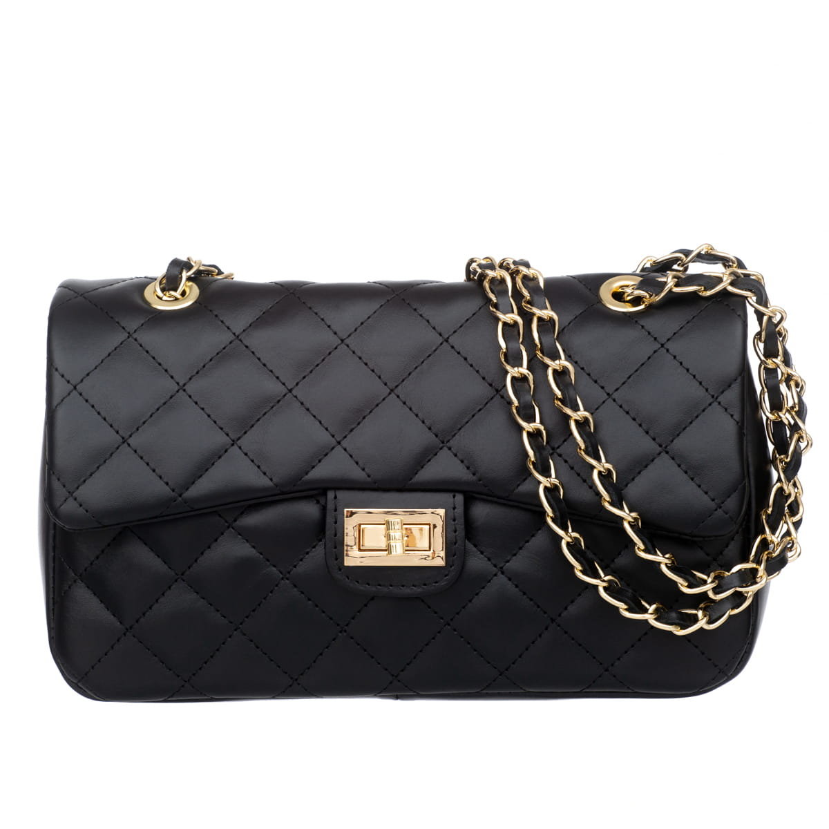 Torebka Pikowana Skórzana Vezze Festa Grande Czarna