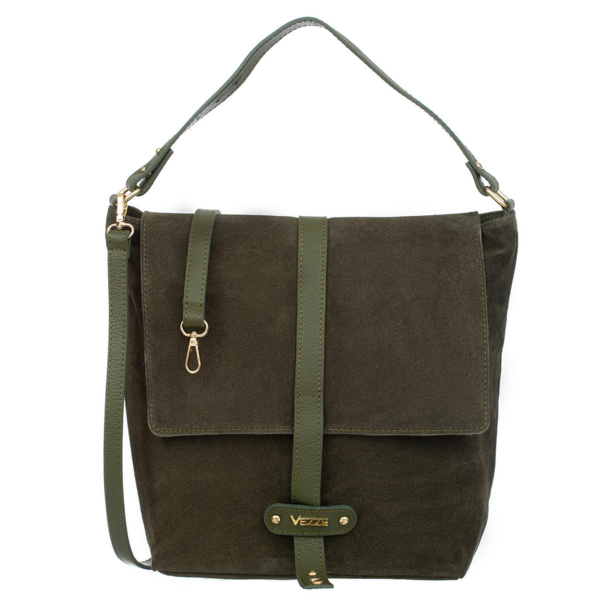 Duża Listonoszka Zamszowa Vezze Yucca Oliwka