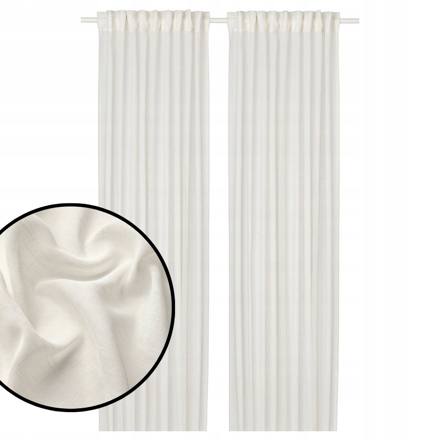 IKEA HALLEBRACKA Firanki, 2 szt., na taśmie/białe, 145x300 cm