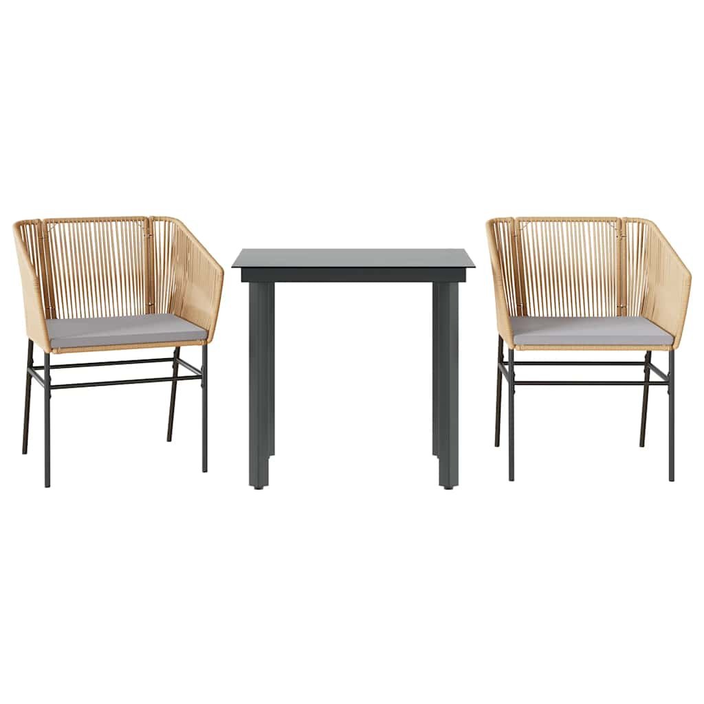 vidaXL 3-częściowy zestaw ogrodowy poduszkami brązowy polirattan szkło