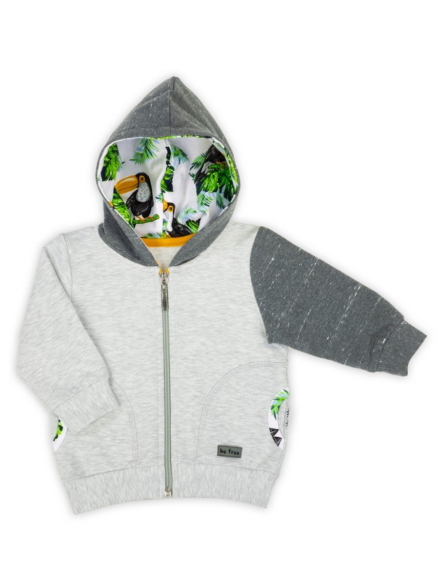Chłopięca bluza z kapturem szara Nicol,r.56