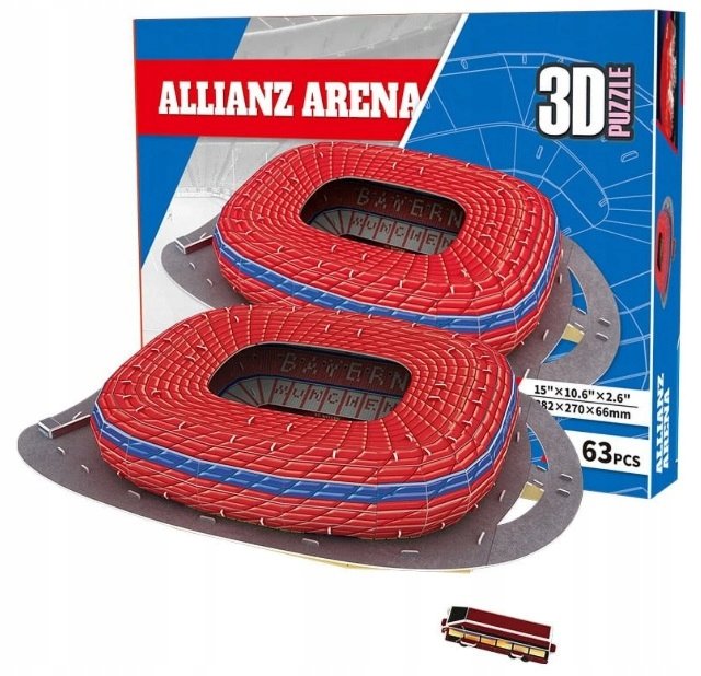 PUZZLE 3D STADION PIŁKARSKI ALLIANZ ARENA BAYERN MONACHIUM 63 ELEMENTY