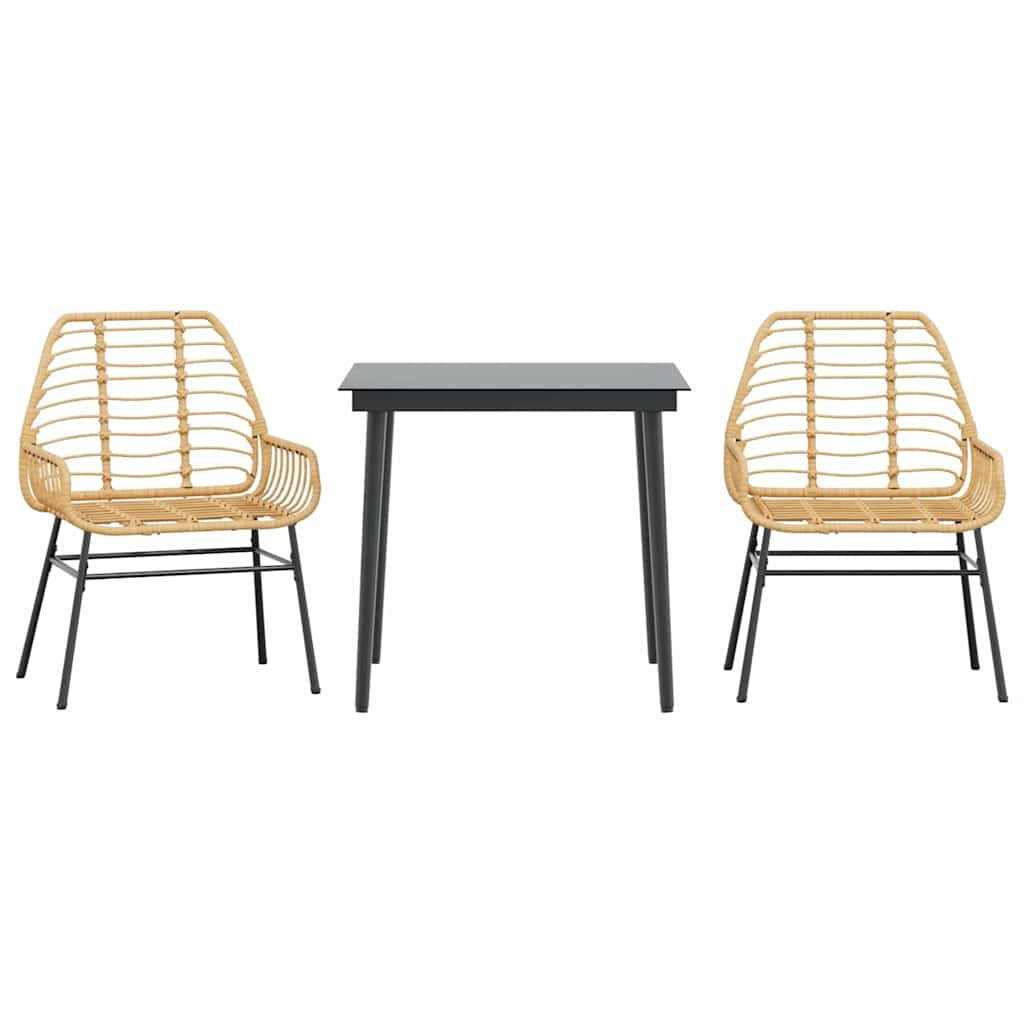 vidaXL 3-częściowy zestaw obiadowy do ogrodu, brązowy polirattan szkło