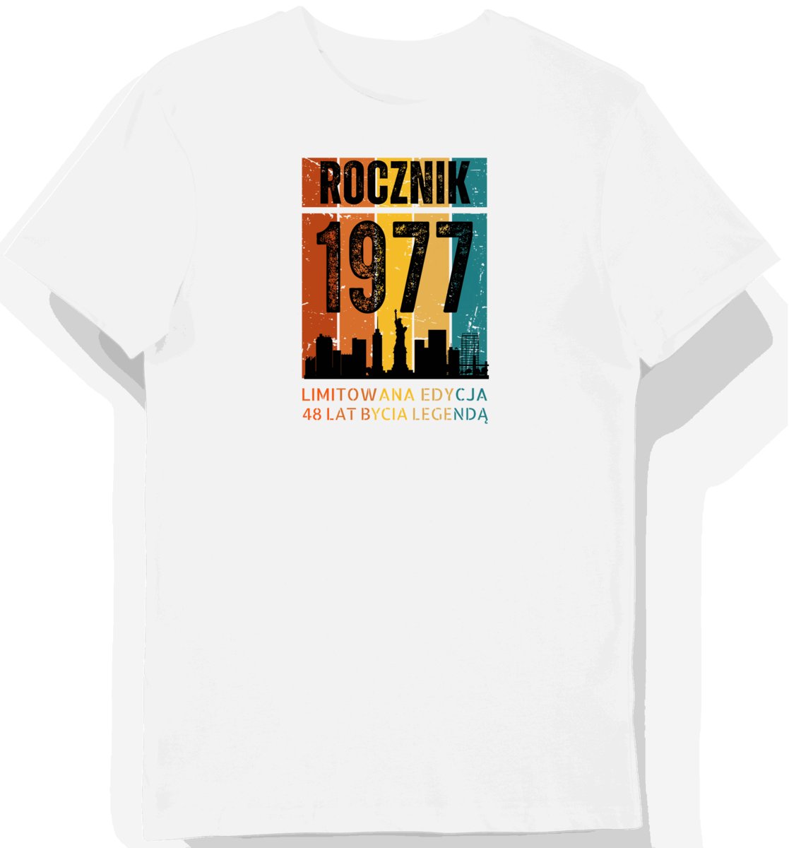 Koszulka męska biała 1977 urodziny 48 lat prezent XL