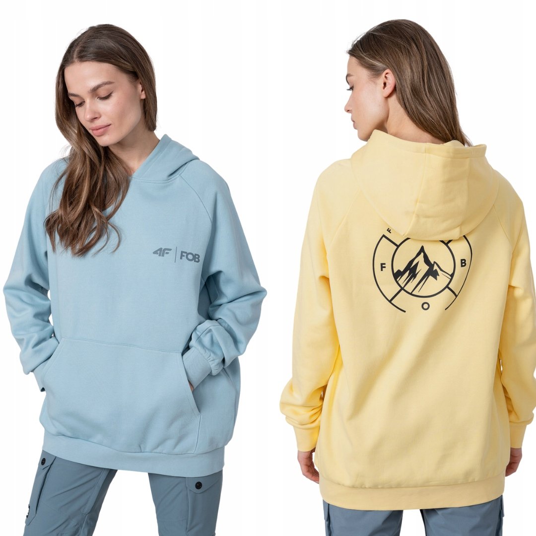 4F Bluza FOB damska z kapturem BLD012 [Rozmiar L, Kolor niebieski]