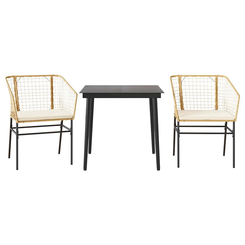 vidaXL 3-częściowy zestaw ogrodowy poduszkami brązowy polirattan szkło