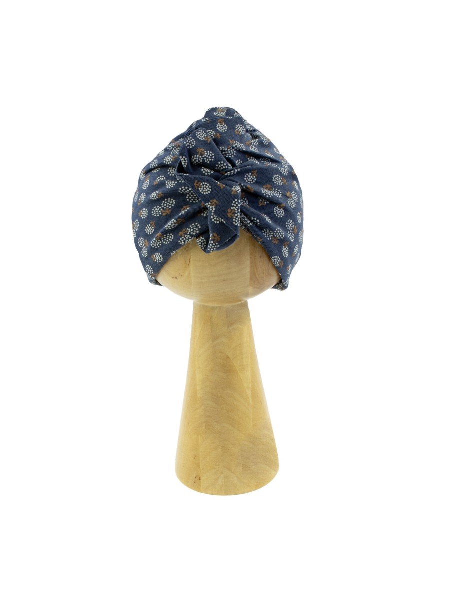 Niemowlęca czapka turban kwiatki granatowy Nicol,r.56/62