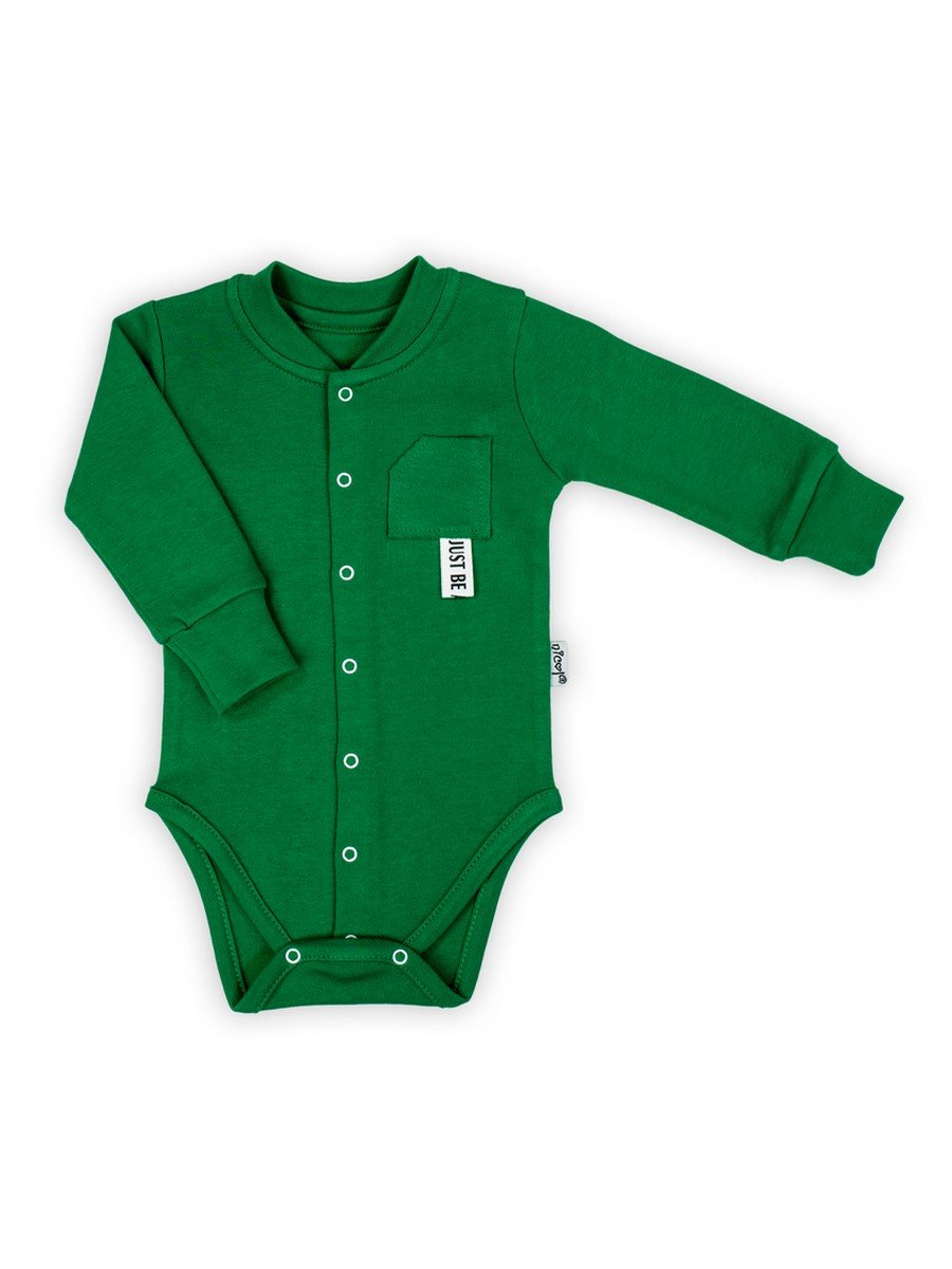 Niemowlęce body bawełniane z długim rękawem zielone Nicol,r.56