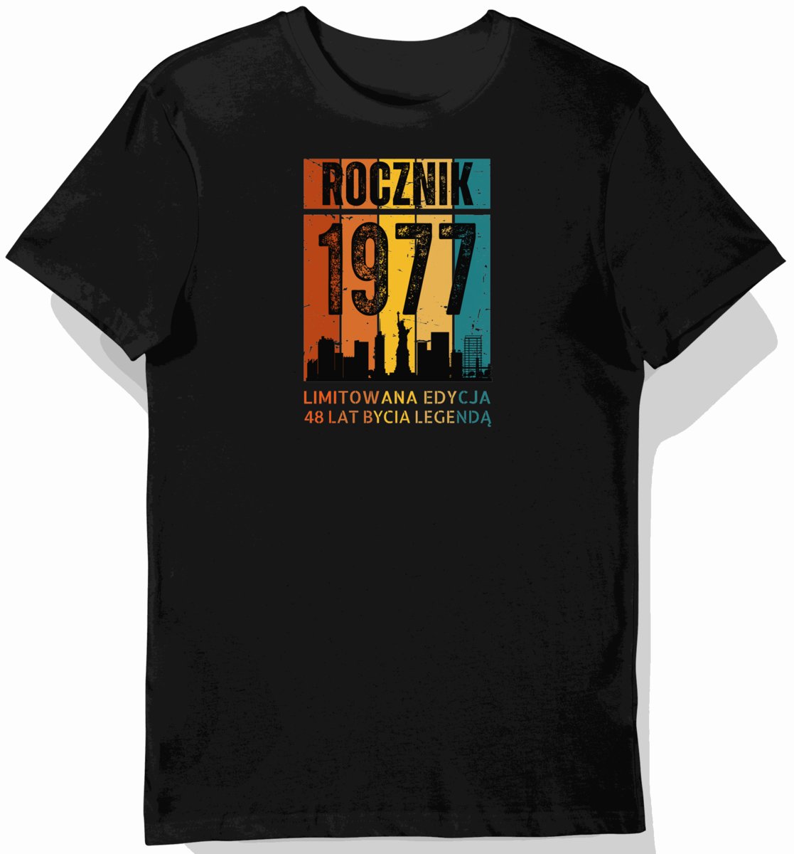 Koszulka męska czarna 1977 urodziny 48 lat prezent XL