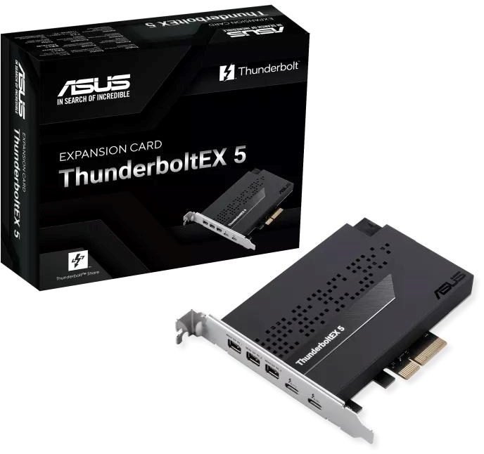 ASUS rozšiřující karta ThunderboltEX 5, PCIe 4.0x4, 2xThunderbolt 5, 3x Mini-DP 90MC0E50-M0EAY0