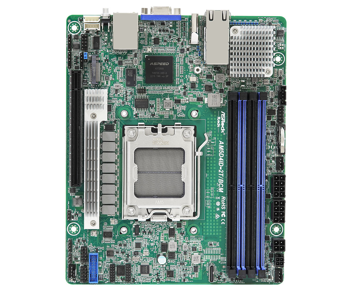 ASRock AM5D4ID-2T/BCM 1x AM5 AMD Ryzen 7000 X300 (4xDIMM, 1xM.2, 2x10GbE, IPMI)