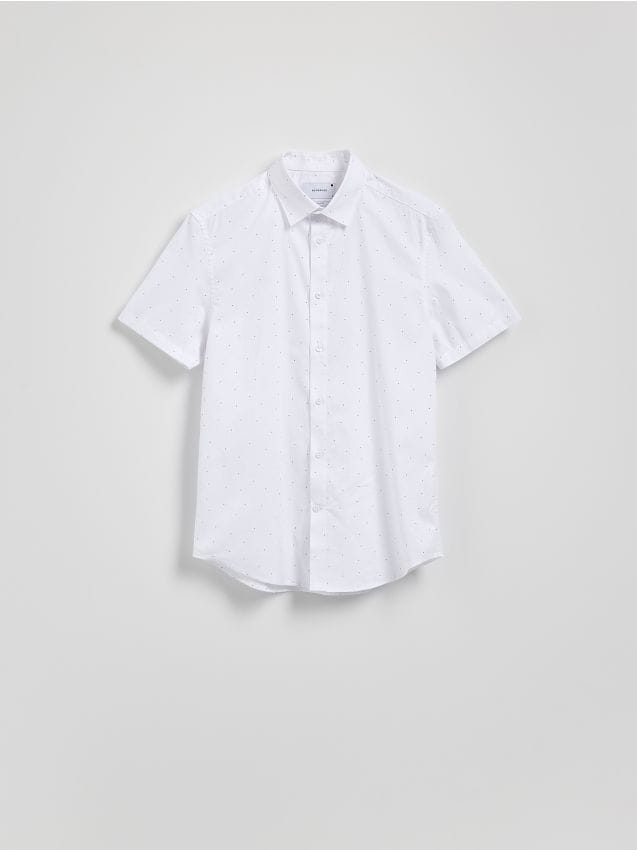 Reserved - Koszula slim fit w drobny wzór - biały