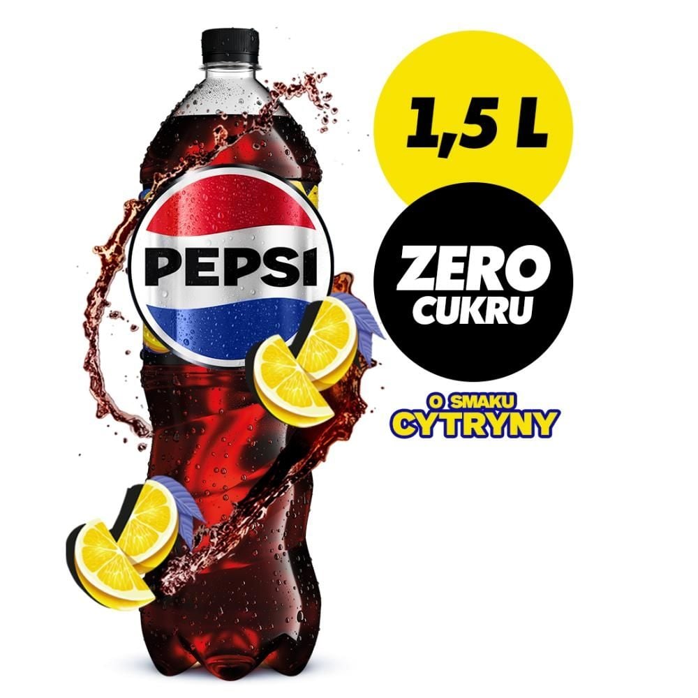Pepsi-Cola Zero cukru Napój gazowany o smaku cytrynowym 1,5 l
