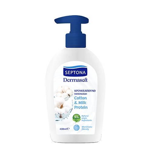 Septona Cotton & Milk Protein Płyn do mycia rąk z pompką, 400 ml
