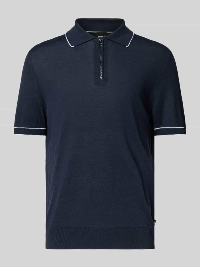Koszulka polo o kroju regular fit z krótkim zamkiem błyskawicznym