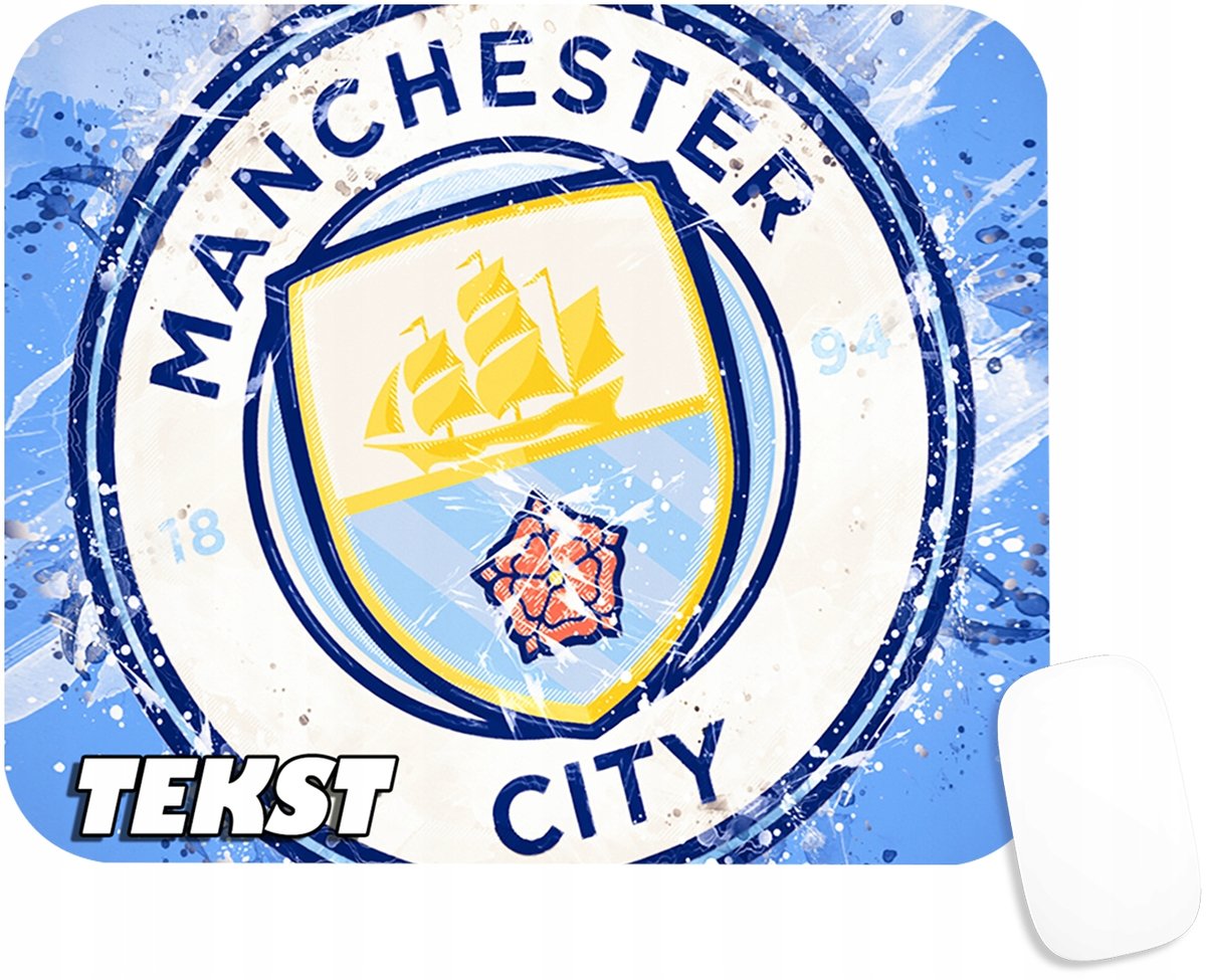 PODKŁADKA POD MYSZKĘ Z MANCHESTER CITY KLUBY PREZENT -TEKST -20X24