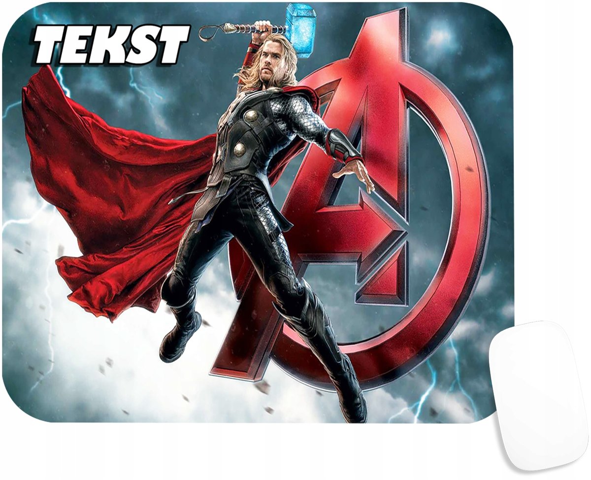 PODKŁADKA POD MYSZKĘ Z THOR TOR MARVEL AVENGERS PREZENT -TEKST -20X24