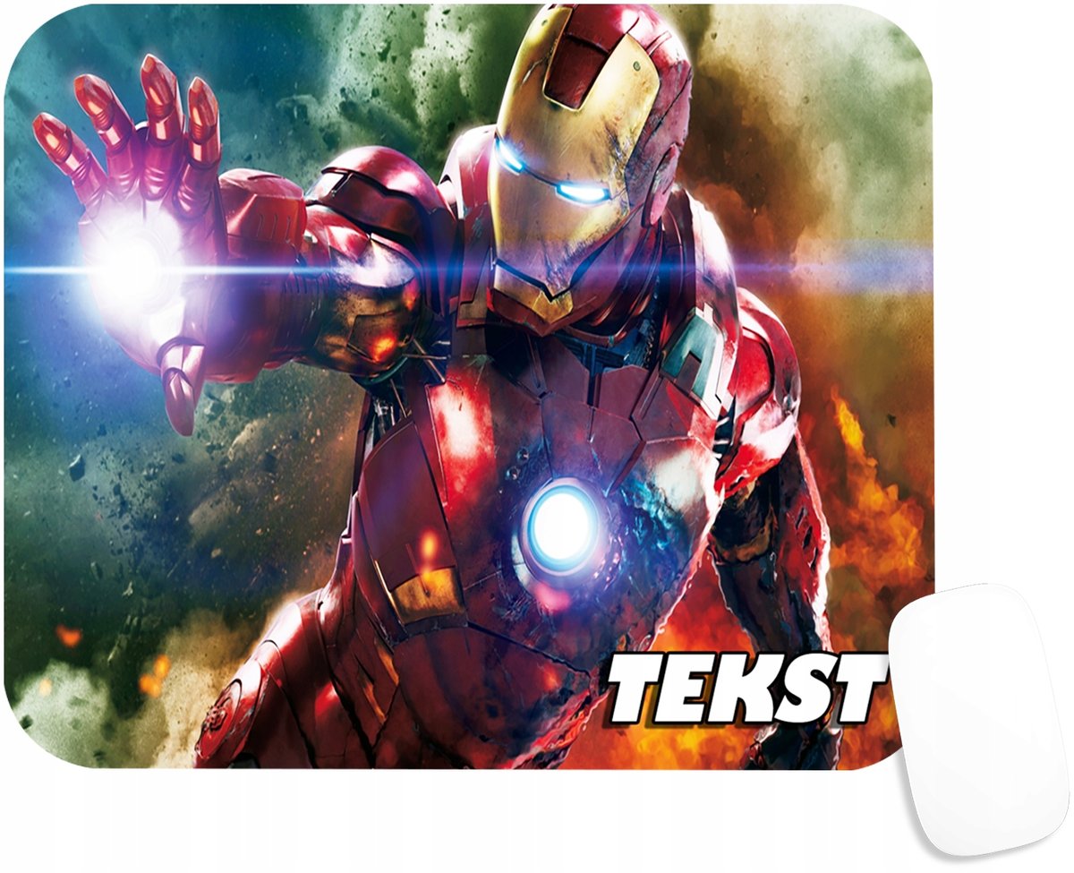 PODKŁADKA POD MYSZKĘ Z NADRUKIEM IRON MAN AVENGERS WZORY-TEKST -20X24