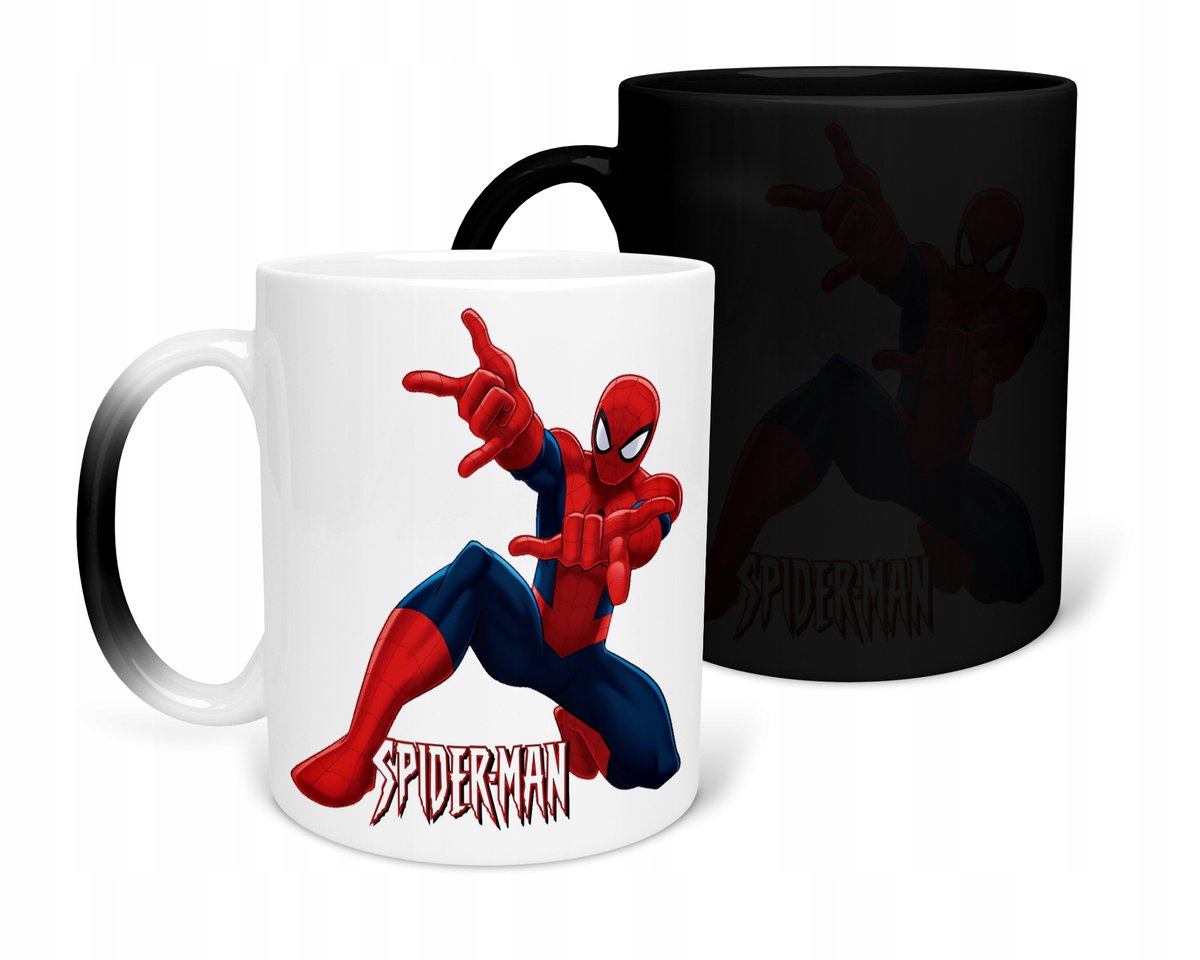 KUBEK MAGICZNY Z NADRUKIEM-PREZENT SPIDERMAN RÓŻNE WZORY DO WYBORU+IMIĘ