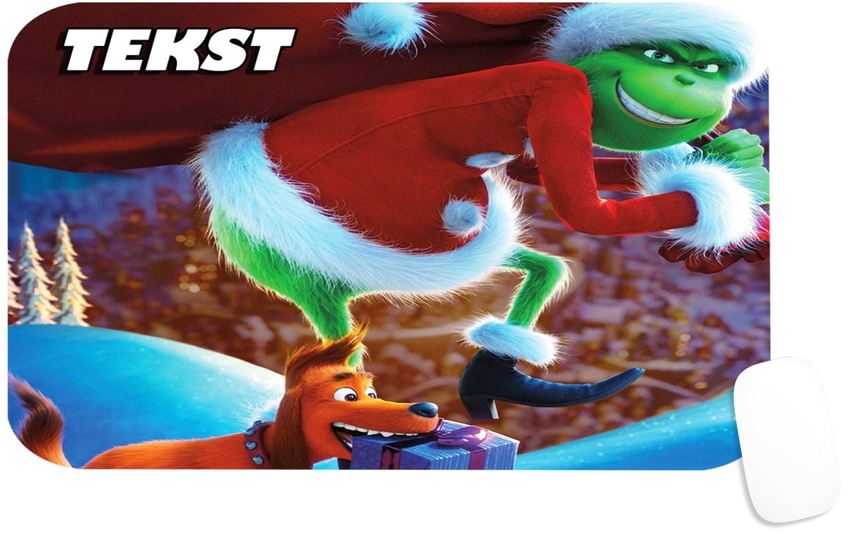 PODKŁADKA POD MYSZKĘ Z GRINCH ŚWIĘTA MIKOŁAJ PREZENT -TEKST -29X36