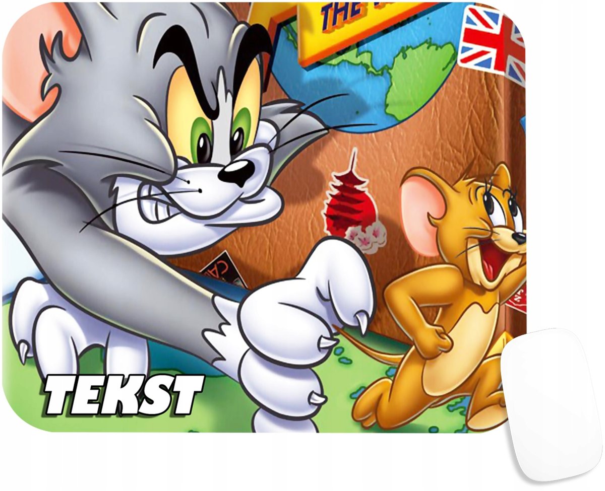 PODKŁADKA POD MYSZKĘ Z NADRUKIEM TOM & JERRY PREZENT -TEKST -20X24