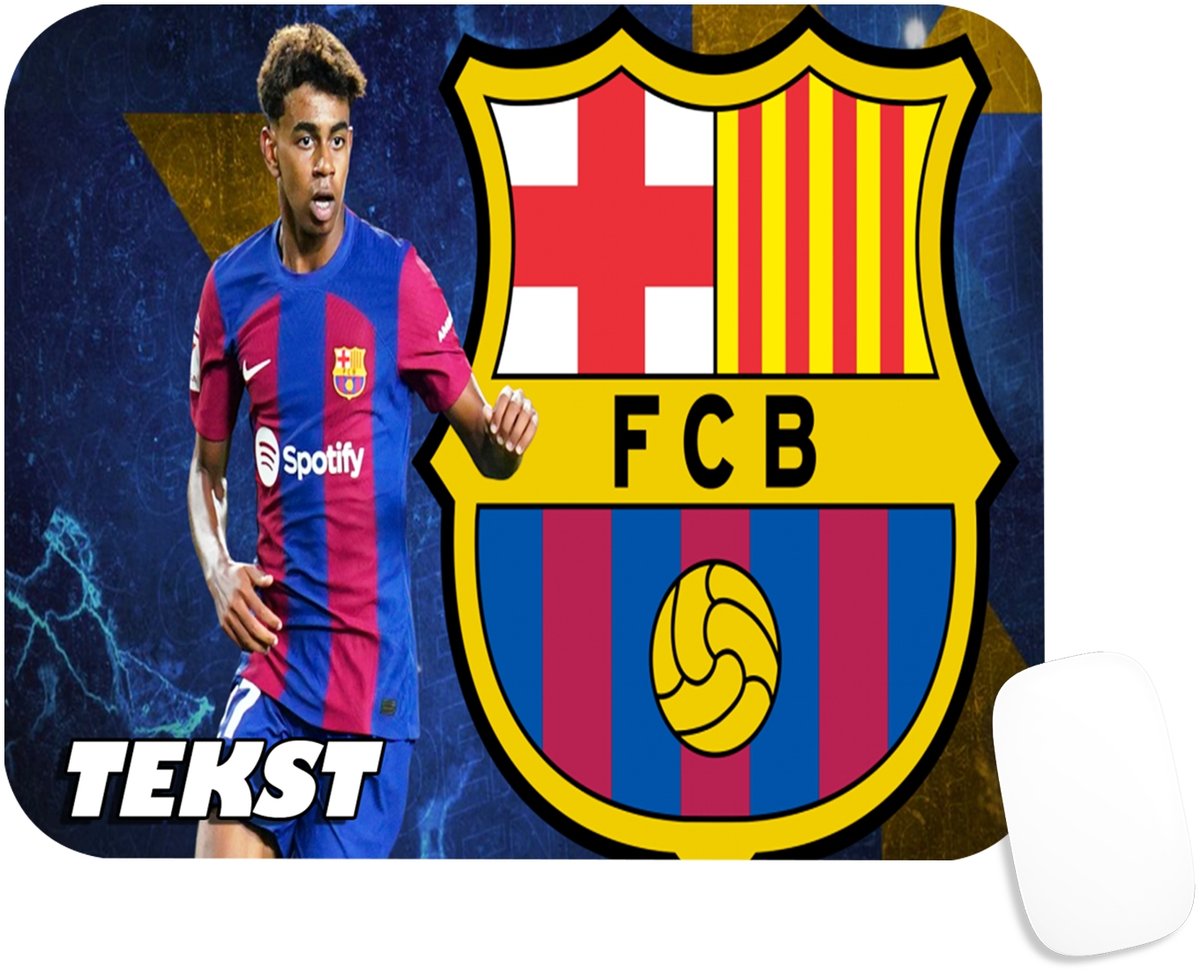 PODKŁADKA POD MYSZKĘ Z NADRUKIEM LAMINE YAMAL BARCELONA -TEKST -20X24