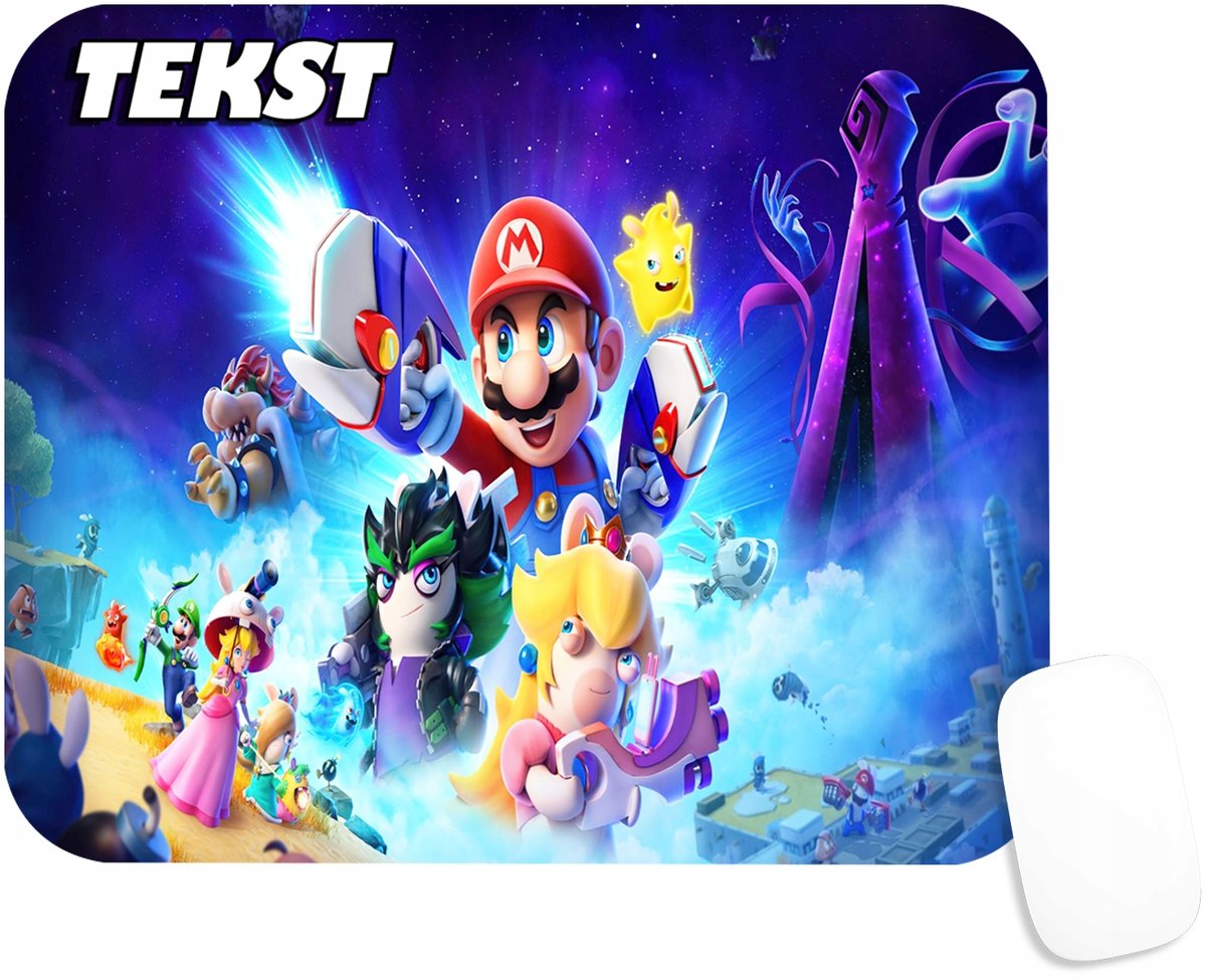 PODKŁADKA POD MYSZKĘ Z NADRUKIEM MARIO LUIGI GRY PREZENT-TEKST -20X24
