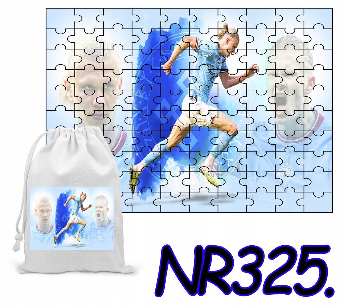 PUZZLE 96 EL.UKŁADANKA ERLING HAALAND MANCHESTER + WORECZEK Z NADRUKIEM