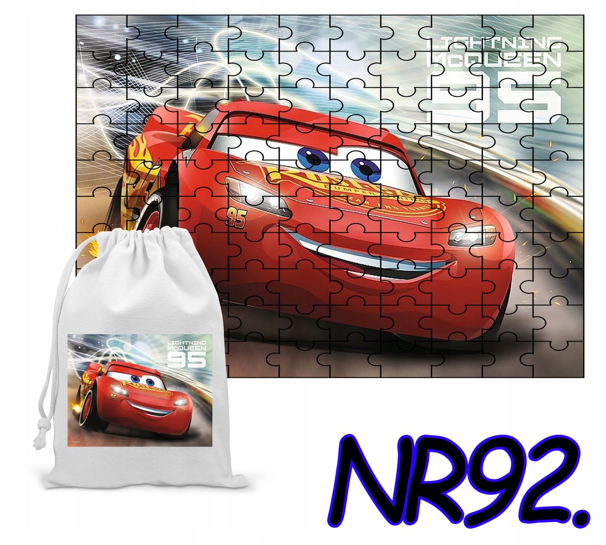 PUZZLE 192 EL. UKŁADANKA PREZENT CZERWONE AUTKO + WORECZEK Z NADRUKIEM