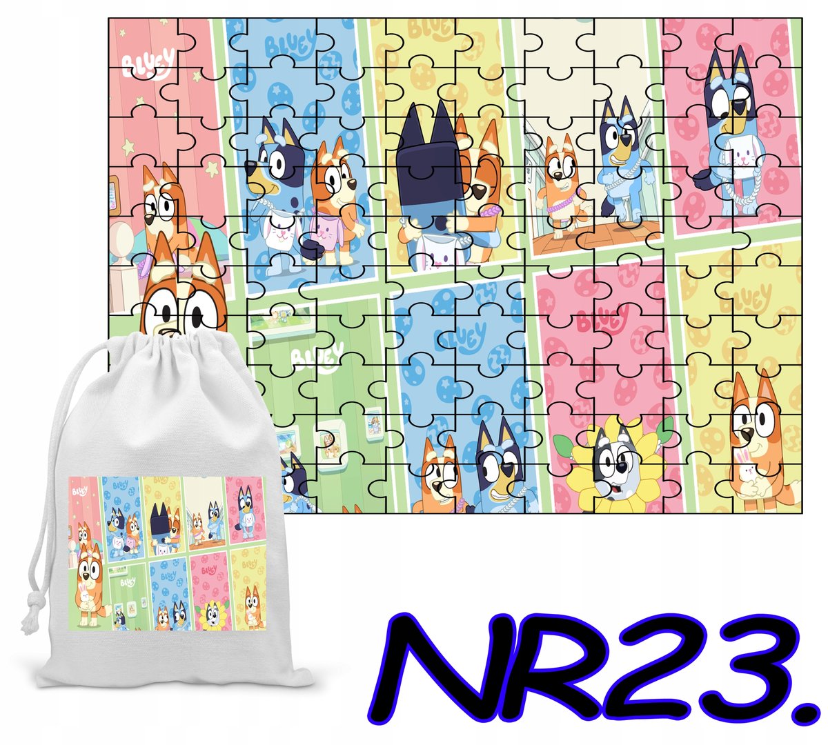 PUZZLE 252 EL. UKŁADANKA PREZENT NIEBIESKI PIESEK + WORECZEK Z NADRUKIEM