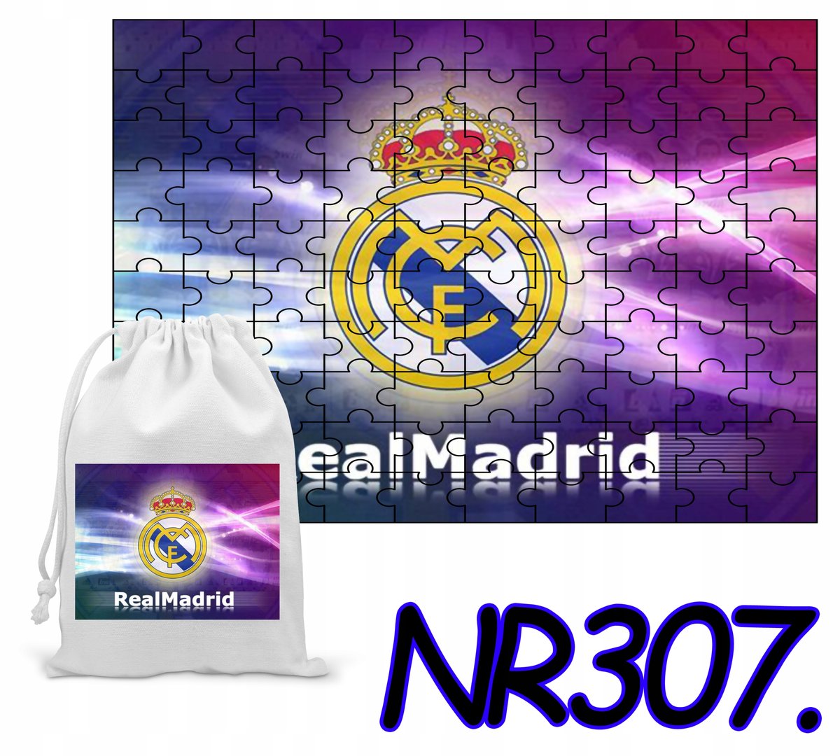 PUZZLE 96 EL. UKŁADANKA REAL MADRYT KLUBY PREZENT + WORECZEK Z NADRUKIEM
