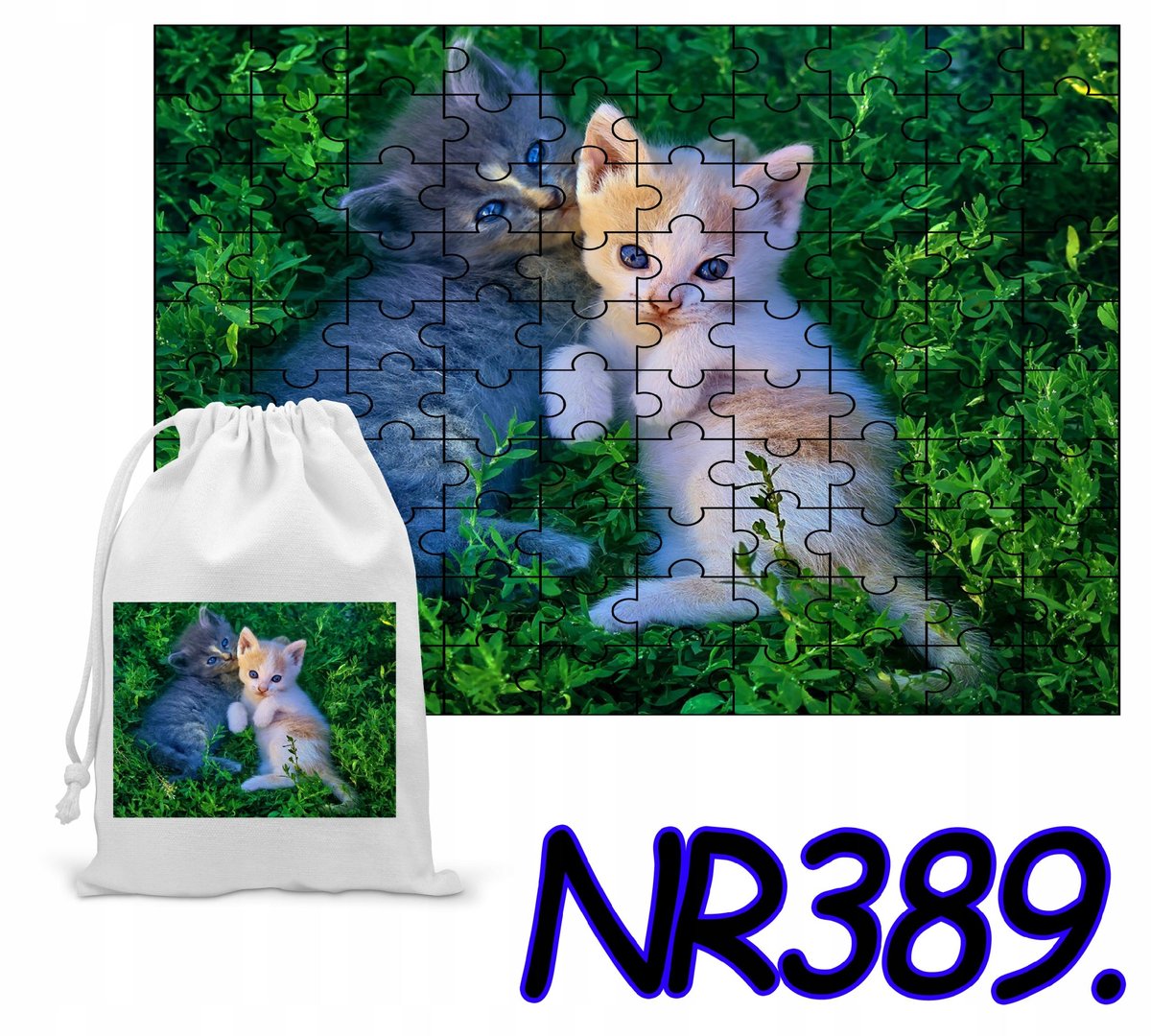 PUZZLE 110EL. UKŁADANKA DLA DZIECI KOTKI KICIA PREZENT+WORECZEK Z NADRUKIEM