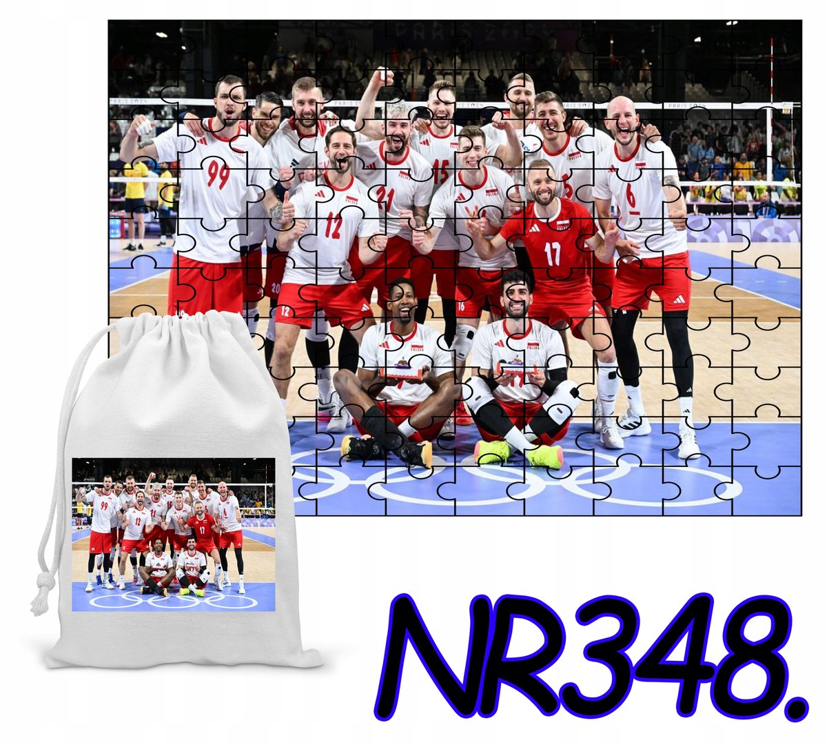 PUZZLE 110EL. UKŁADANKA POLSKA REPREZENTACJA SIATKARZY+WORECZEK Z NADRUKIEM
