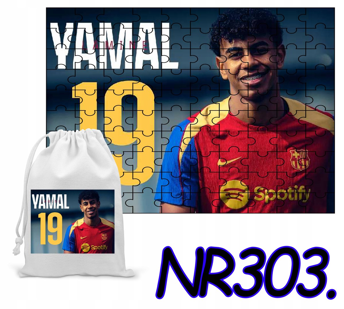PUZZLE 96 EL. UKŁADANKA LAMINE YAMAL BARCA PREZENT+ WORECZEK Z NADRUKIEM
