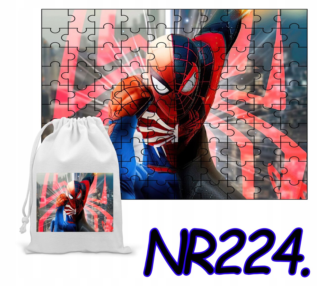 PUZZLE 110 EL. UKŁADANKA PREZENT SPIDERMAN AVENGERS+ WORECZEK Z NADRUKIEM