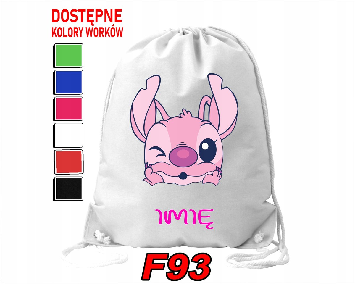 WOREK SZKOLNY NA WF TRENING LILO & STICZ & ANGEL SŁODZIAKI - IMIĘ