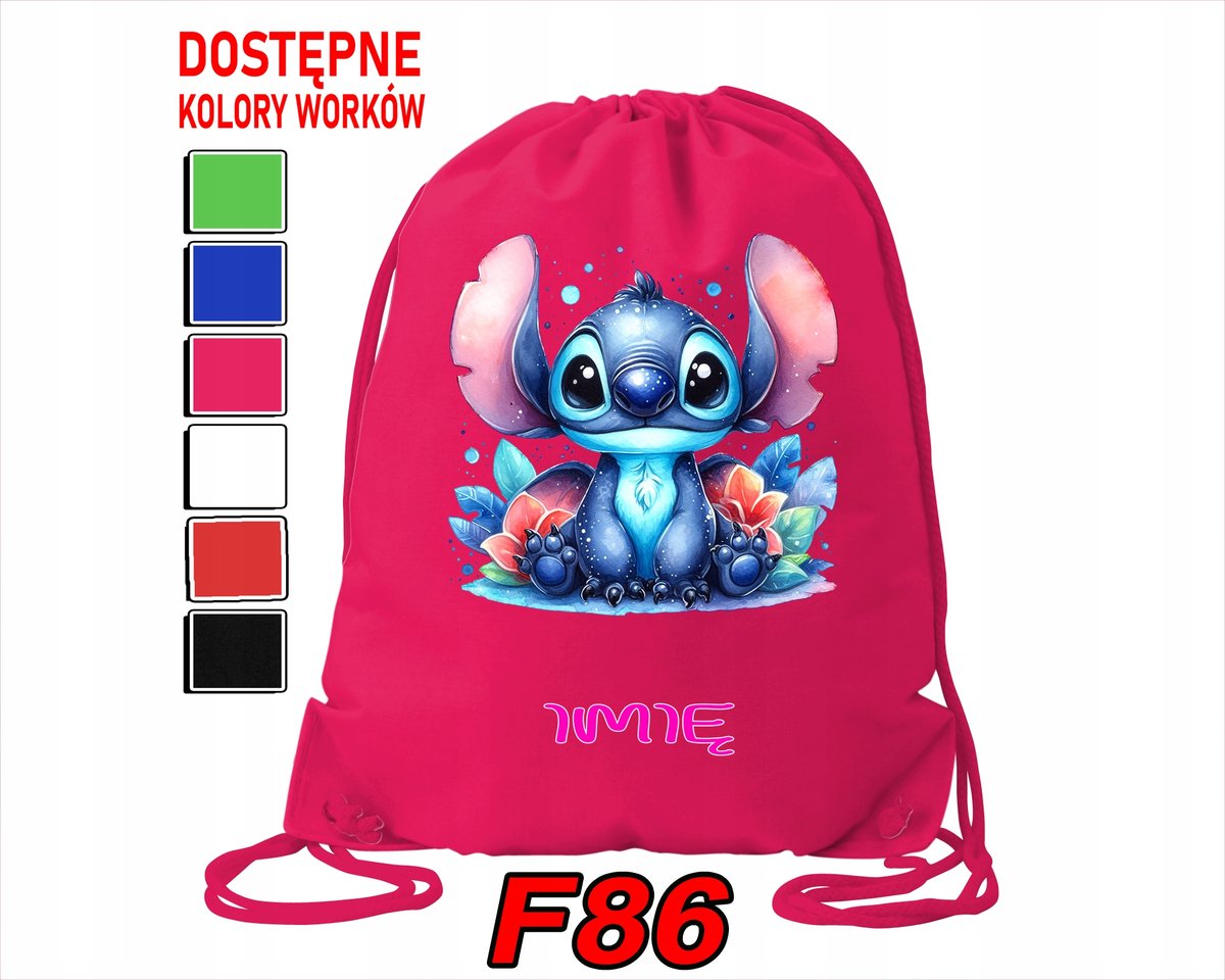 WOREK SZKOLNY NA WF SPORTOWY LILO & STICZ & ANGEL SŁODZIAKI - IMIĘ