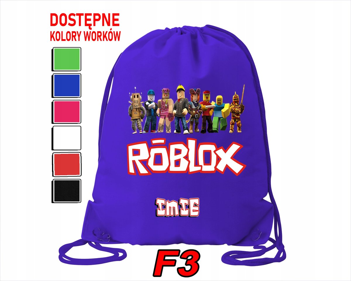 WOREK SZKOLNY NA WF TRENING SPORTOWY Z NADRUKIEM ROBLOX - IMIĘ
